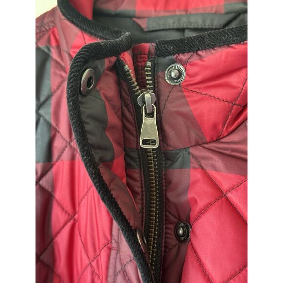 Talbots Puffer Jacket Women's Womens s Red Tartan Plaid Full Zip Snap Up Preppy - Picture 3 of 9